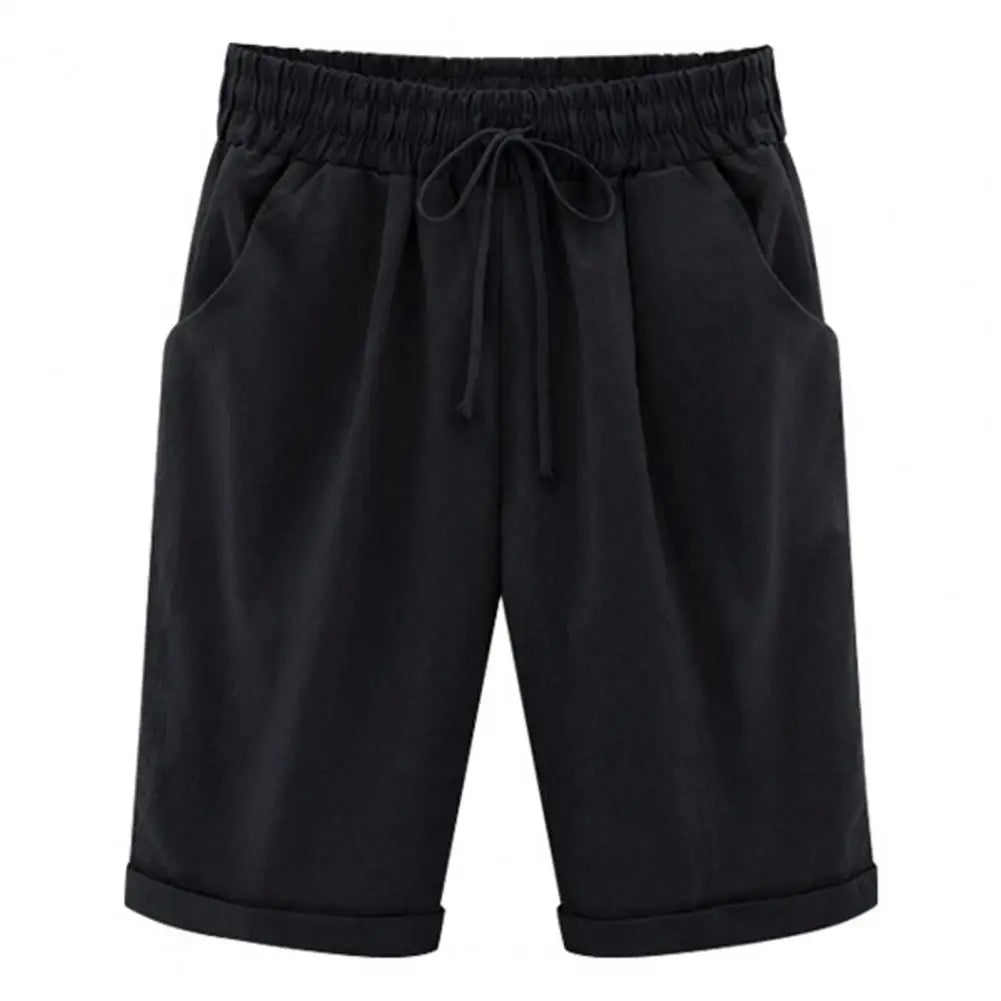 Pantaloni corti estivi pantaloncini al ginocchio da donna estivi alla moda con coulisse elastico in vita gamba larga Design laterale per donna