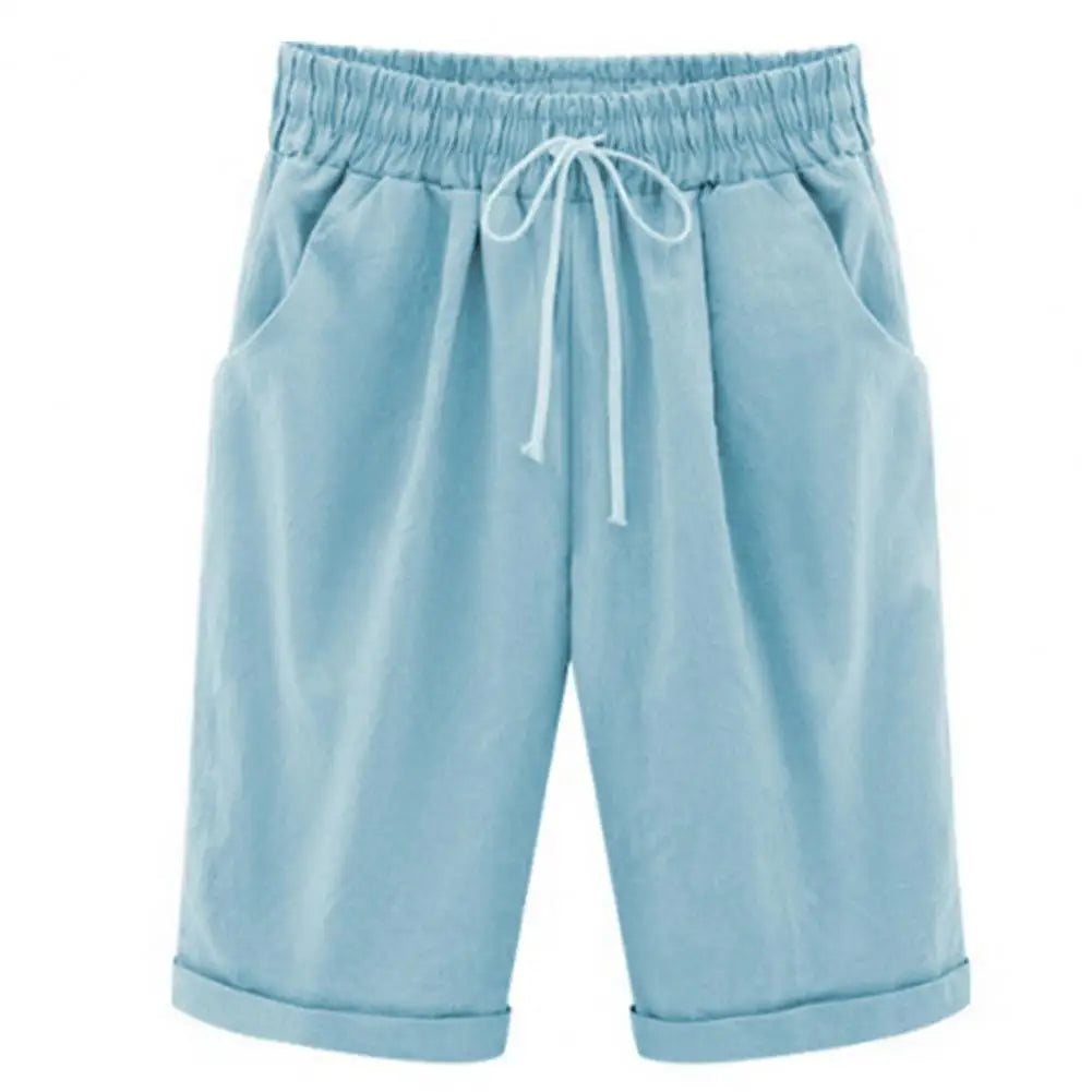 Pantaloni corti estivi pantaloncini al ginocchio da donna estivi alla moda con coulisse elastico in vita gamba larga Design laterale per donna