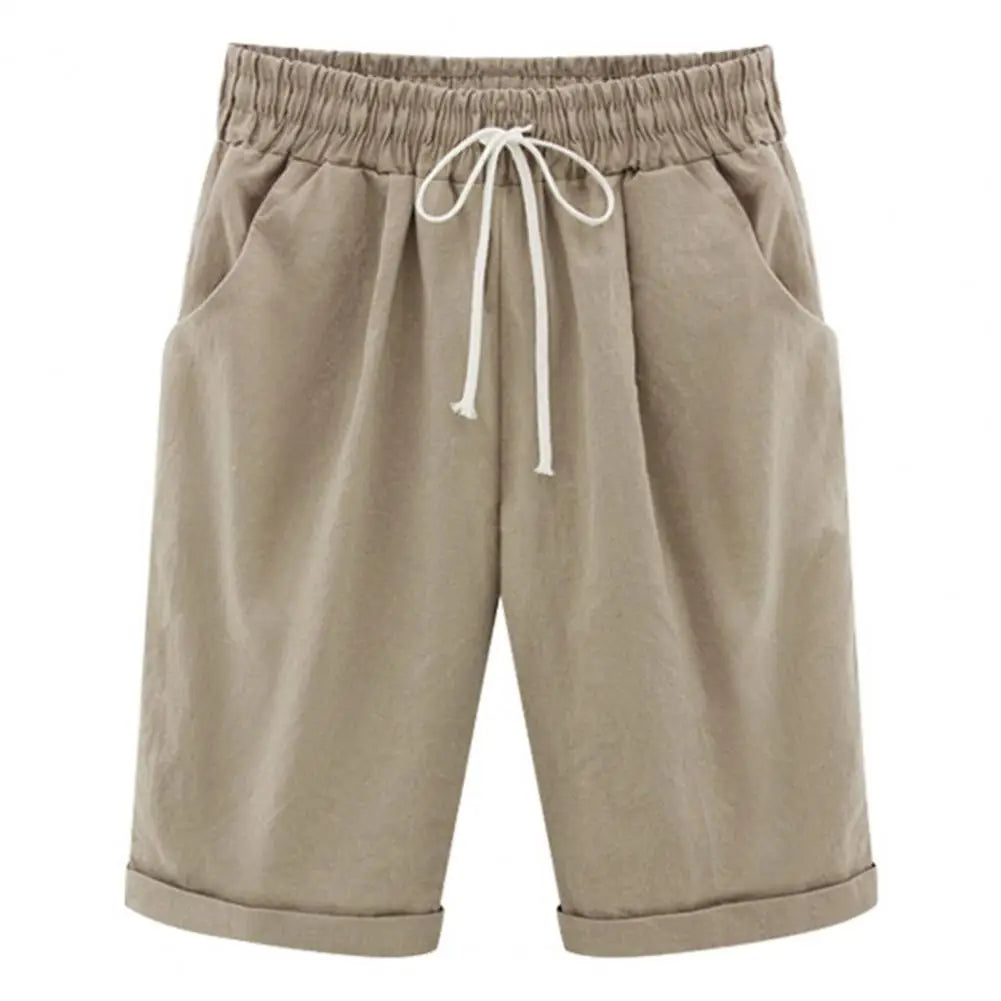Pantaloni corti estivi pantaloncini al ginocchio da donna estivi alla moda con coulisse elastico in vita gamba larga Design laterale per donna