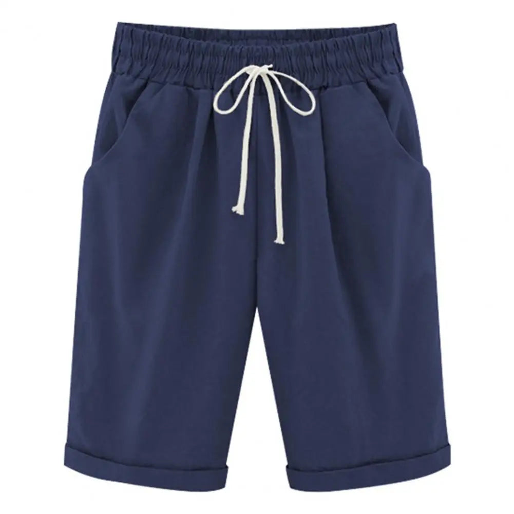 Pantaloni corti estivi pantaloncini al ginocchio da donna estivi alla moda con coulisse elastico in vita gamba larga Design laterale per donna